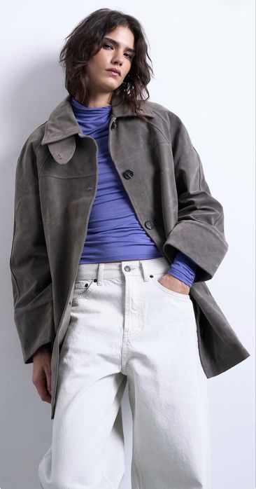 Новое пальто (куртка) из экозамши, оверсайз Topshop