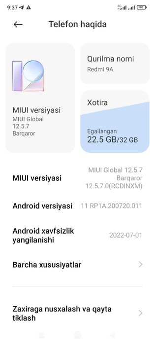 Xiomi Redmi 9a holati yaxshi