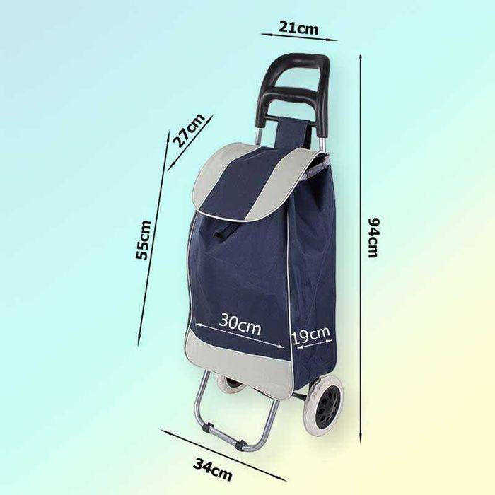 Пазарска чанта количка на колелца синя