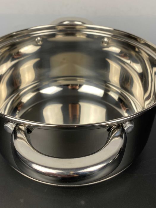 Vas inox 4.6 litri cu capac de sticla pentru gatit practic