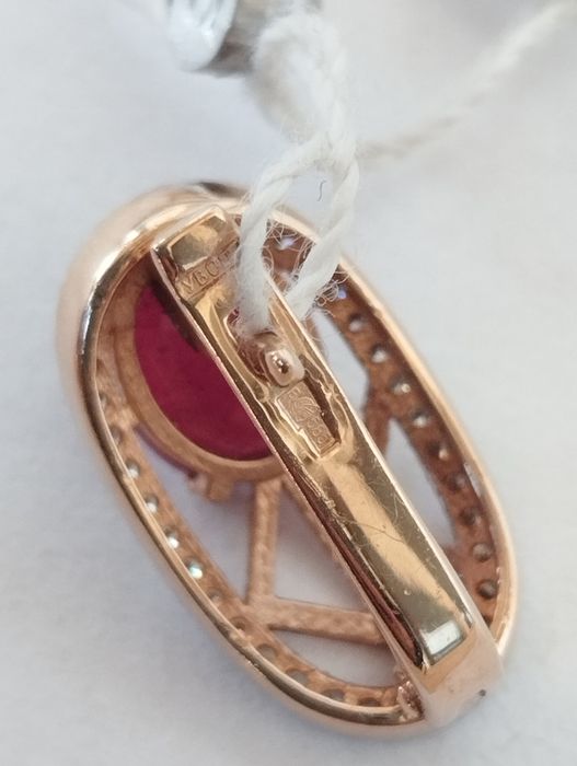 Руско злато обеци рубин диаманти