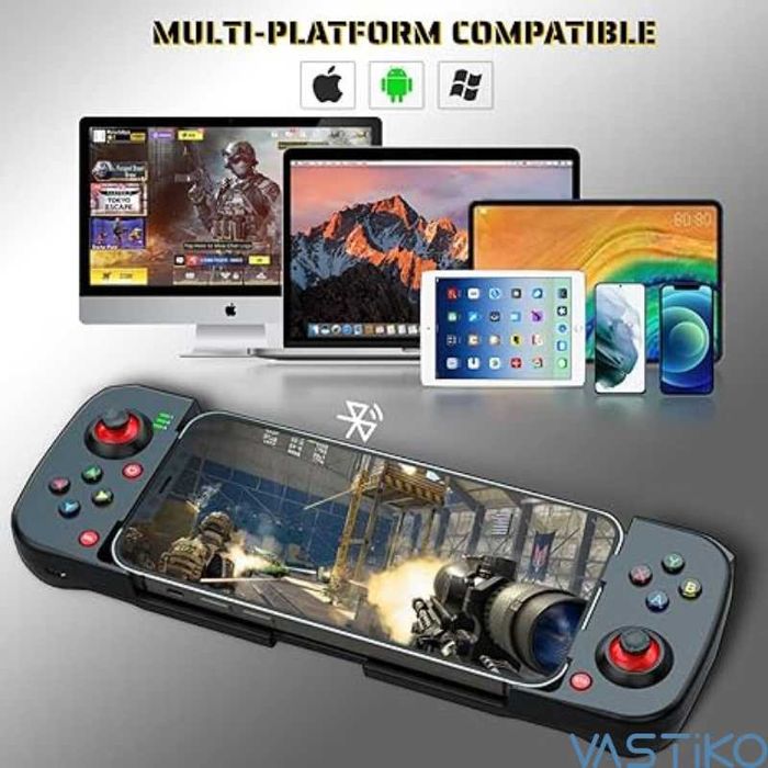Controller de Gaming Jocuri pentru Telefoane VASTiKO - Compatibil Android iOS, Windows, Bluetooth 5.0, Design Ergonomic, Suport Retractabil