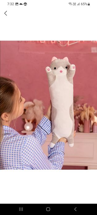 Мягкая игрушка. подушка Кот батон плюшевый, для обнимашек и сна