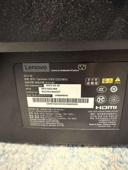Monitor lenovo g27c-30 27 165hz