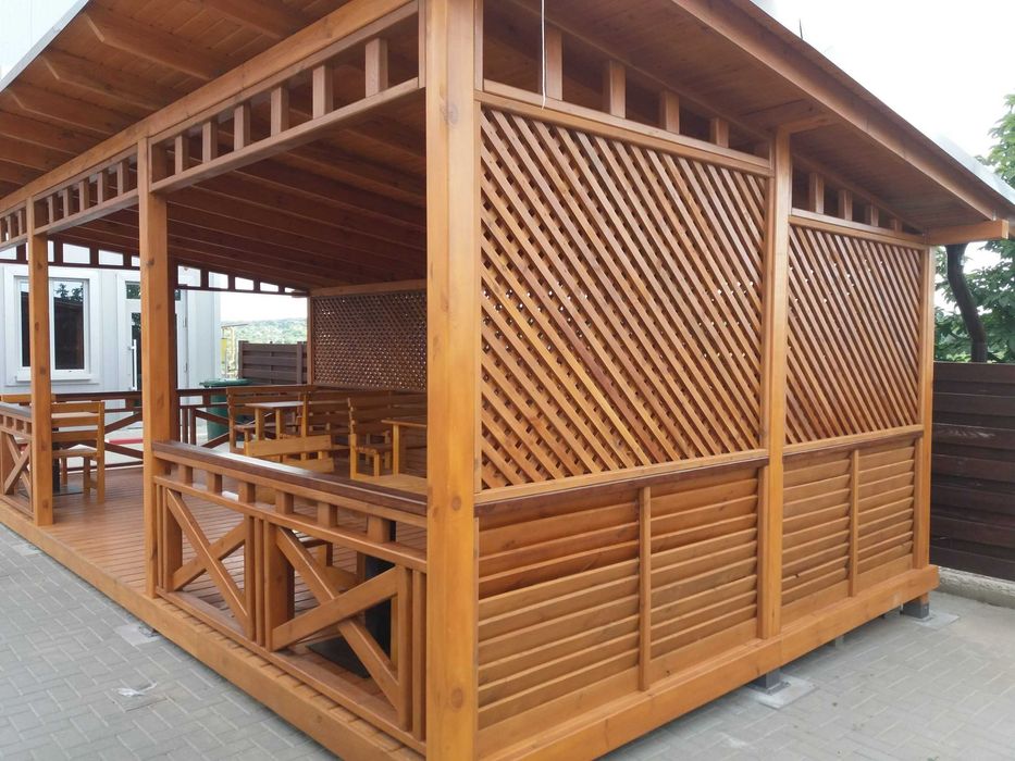 Cabana stil A-Frame, Casa, Foisoare si Terase din structura de lemn