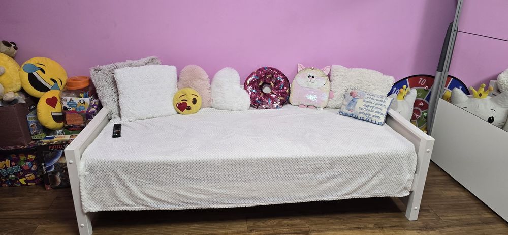 Pat alb de copii cu sertar ( pat suplimentare)