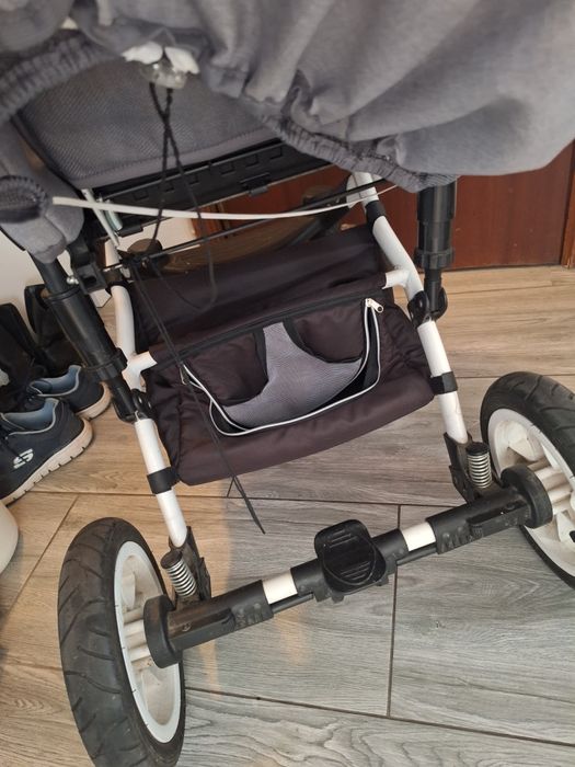 Cărucior 3 în 1 complet – landou + scoică + sport | Gri cu detalii roșii