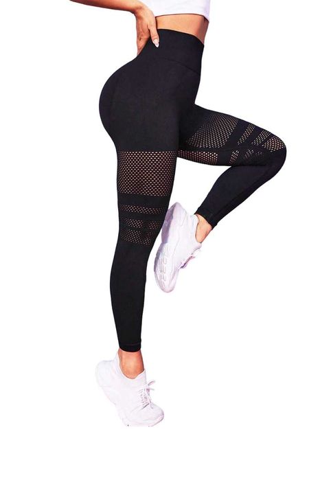 Colanti Fitness Dama Lungi Modelatori Elastici Efect Push Up Negru M