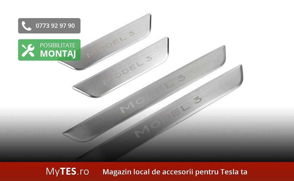 Ornamente INOX praguri (argintii / negre / carbon) - Tesla Model 3