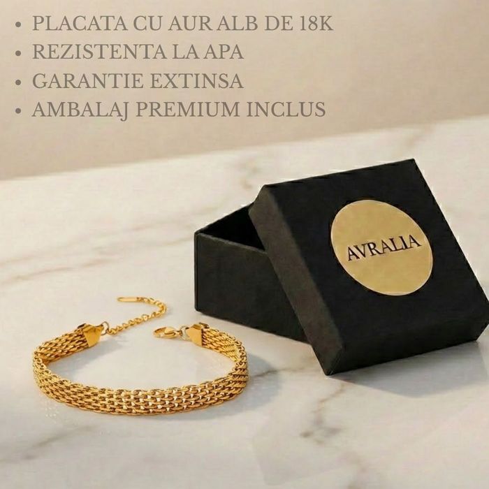 Bratara Premium Placata Aur 18K - Model Snake Minimalist, Set Cadou