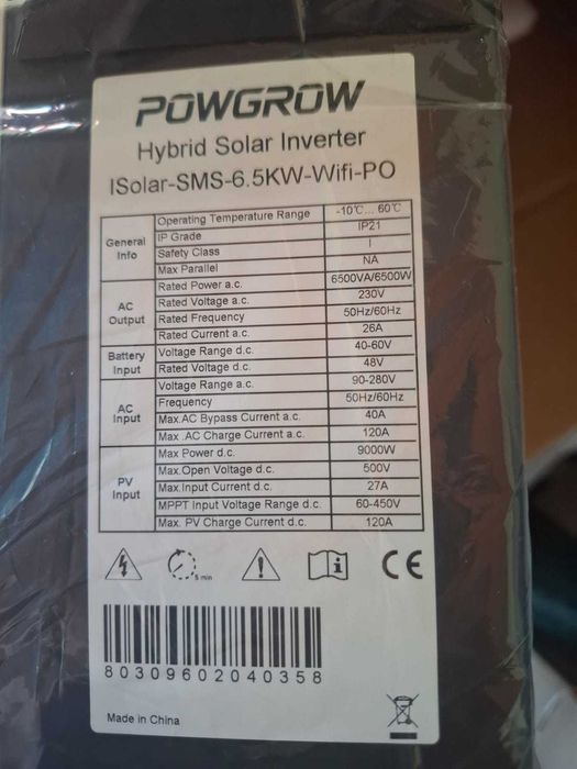Invertor solar hibrid 3,6 - 6,5 KW. Nou.
