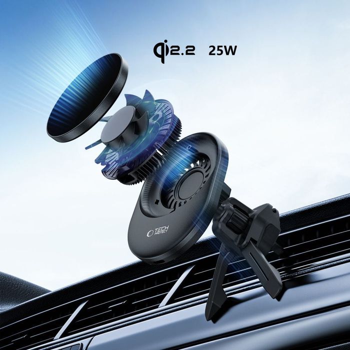 Магнитна Стойка за Кола с Безжично Зареждане Tech-Protect V21 MagSafe Qi2.2 (25W)