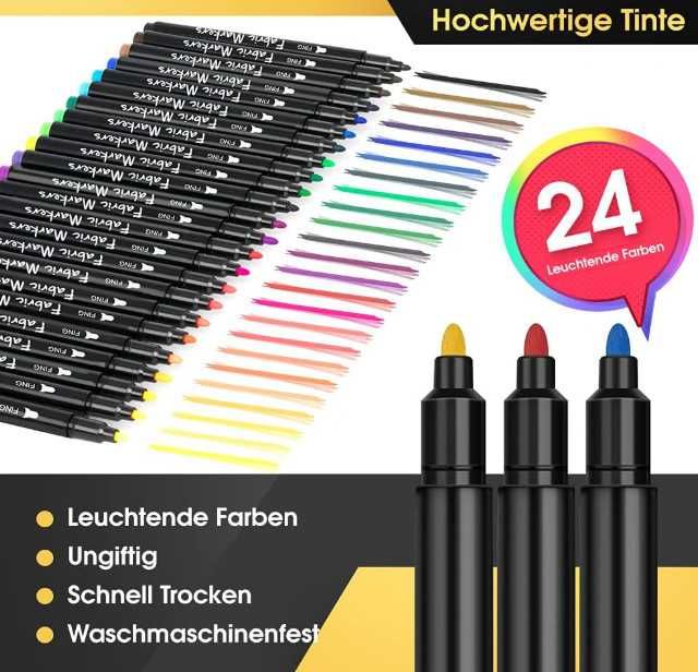 Комплкет арт маркери за текстил APOGO 24 цвята