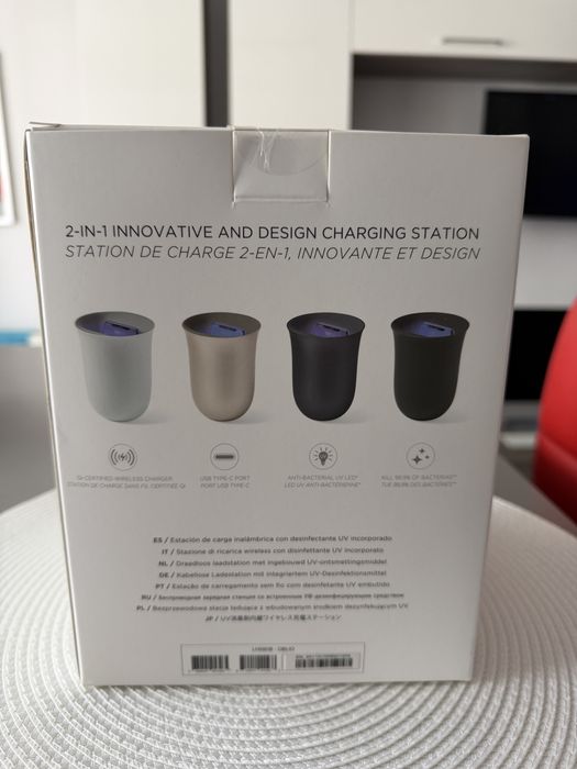 Incarcator wireless cu sterilizator UV Lexon Oblio, 10W, Negru