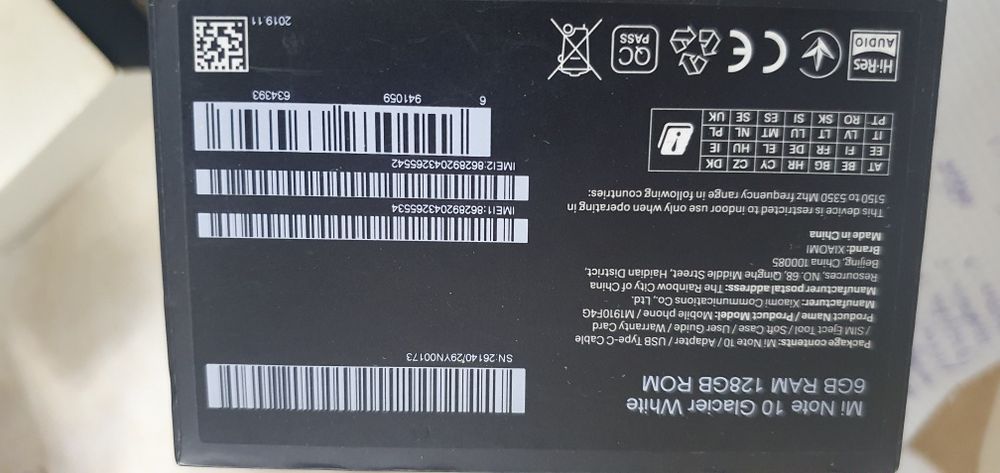 MI NOTE 10 память 128 ГБ