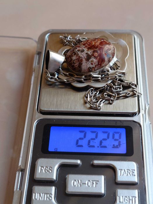 Pandantiv masiv Taxco, cu piatră naturală de jasp leopard.