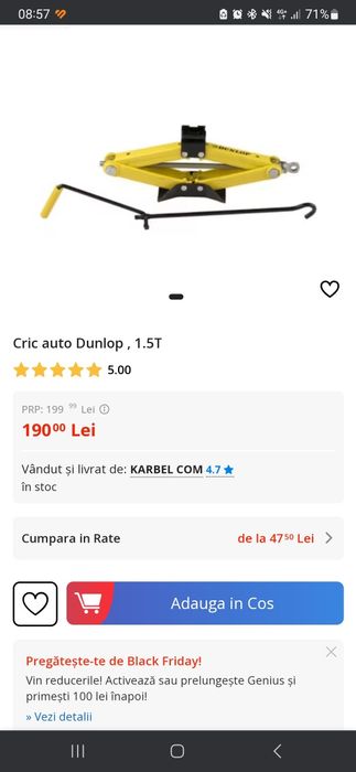 Cric Dunlop NOU în cutie