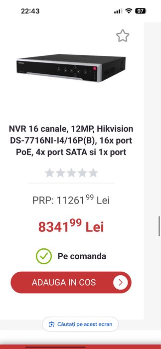 NVR HIKVISION 16 camere  folosit 6 luni