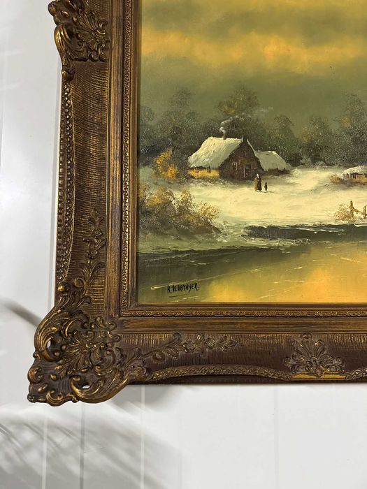 Голяма антикварна маслена картина