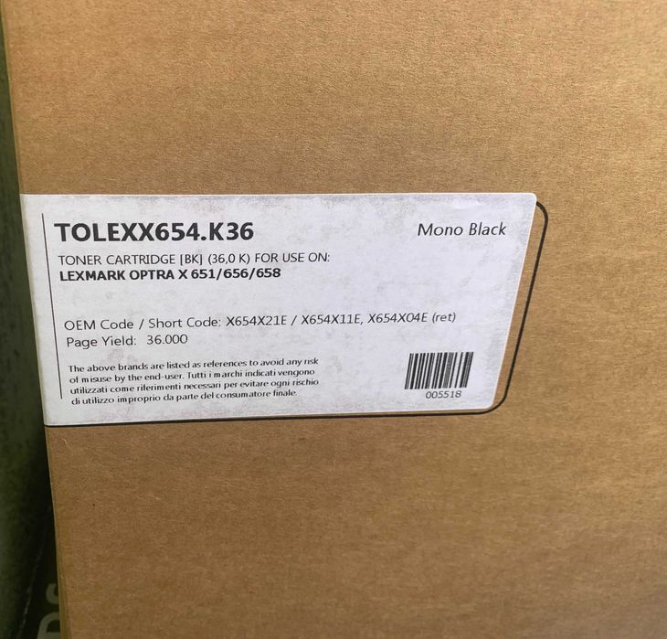 Toner Lexmark Optra X 651 , 656 , 658, X654X21E , X654X11E , X654X04E
