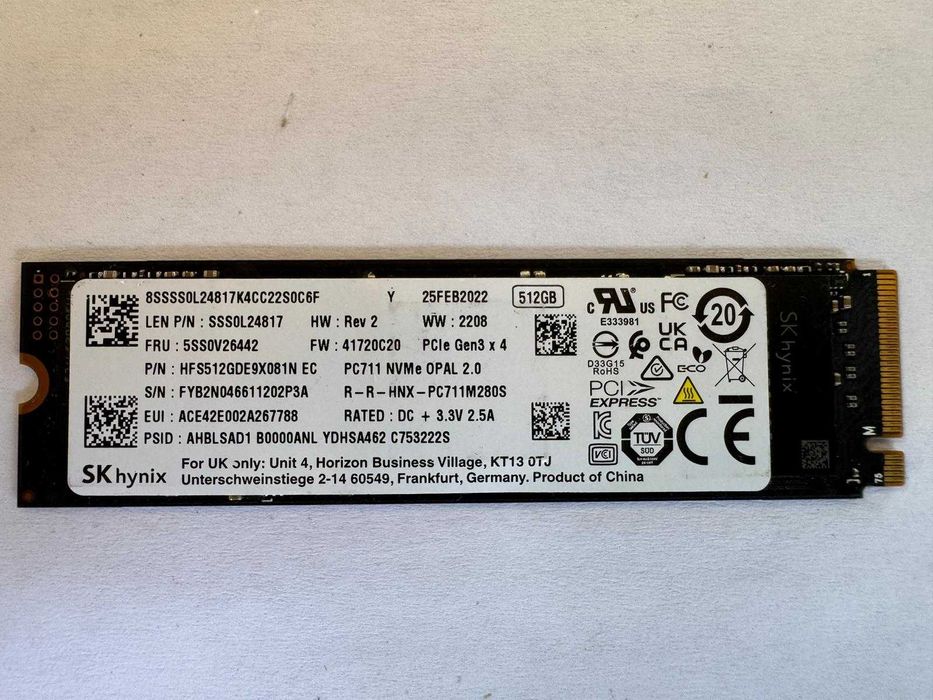 SSD NVMe M.2 512GB Gen3 x4 Samsung WD SK hynix Toshiba Micron Intel