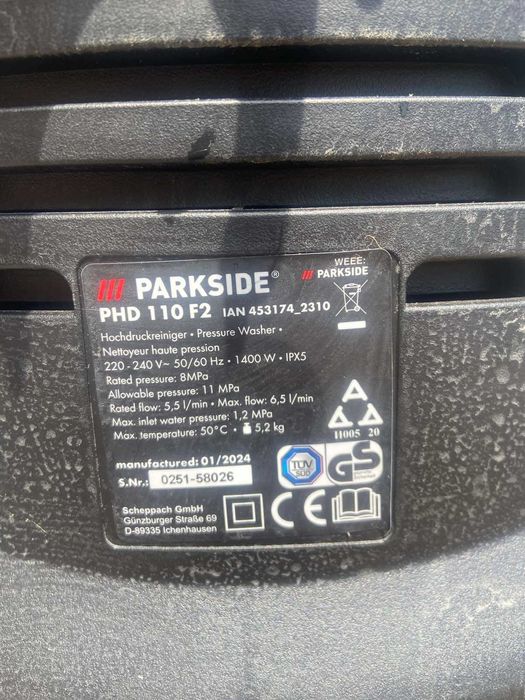 Водоструйка Parkside PHD 110 с гаранция !