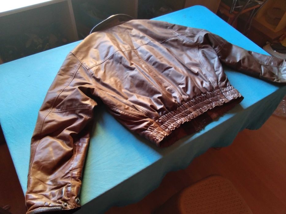 голямо мъжко тузарско яке XL от естествена кожа до кръста-ТОП ГЪН