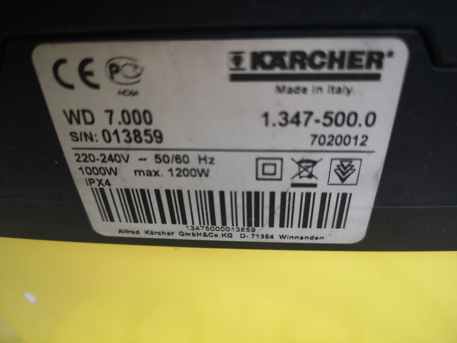 Прахосмукачка  Karcher Тупалка Контакт Сухо Мокро Строителство
