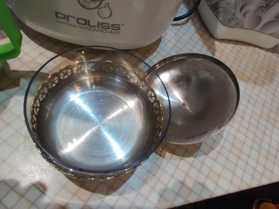 Сахарница  СССР мельхиор стекло