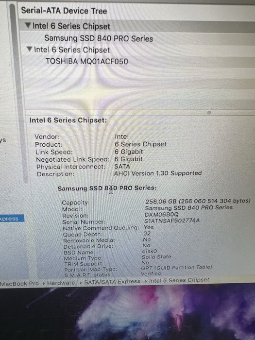 Macbook pro 15  Late 256gb Ssd  500HDD