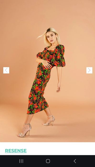 Rochie midi cu model floral din viscoza