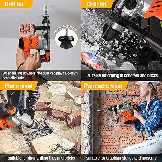 Ciocan perforator ValueMax SDS-Plus 1600 W, ciocan demolator 6 Jouli