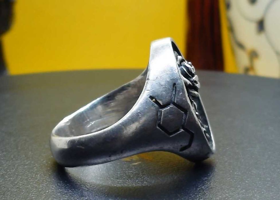 Inel argint masiv | trandafir sculptat & fagure