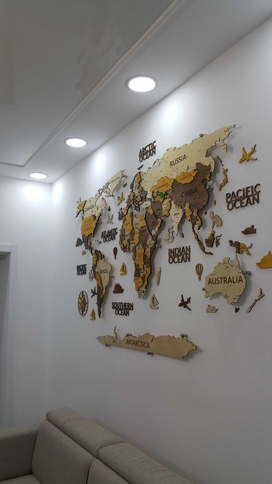 3D Yog‘och Dunyo Xaritalari, 3d karta mira, 3д карта мира