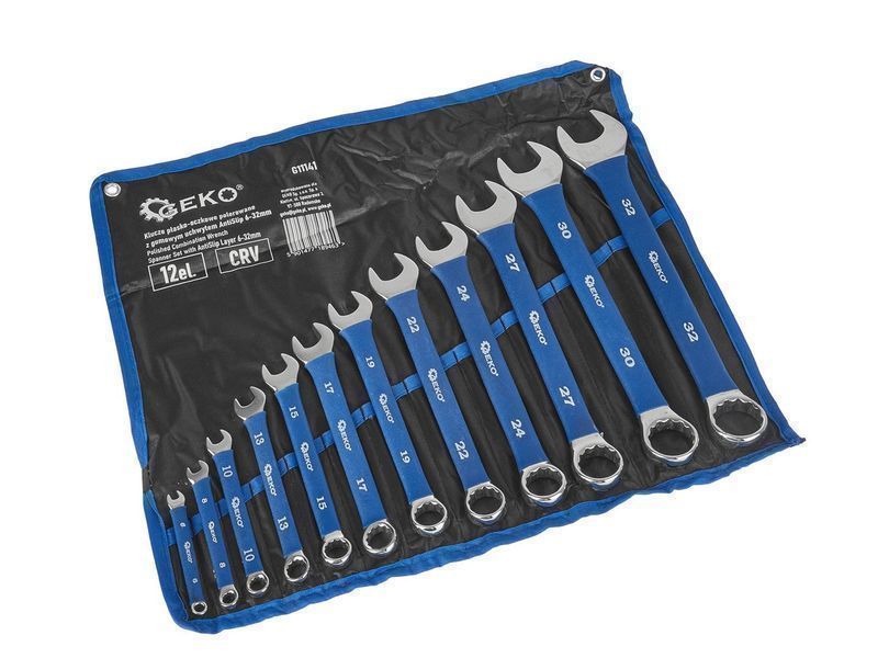 Комплект 12 комбинирани гаечни ключа с дръжка с гумено покритие, 6-32