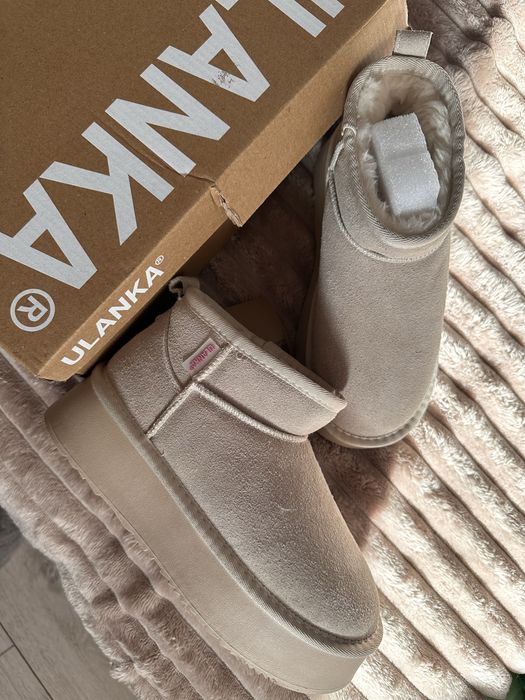 Ghete Ulanka piele Premium Noi cu talpa inalta tip UGG