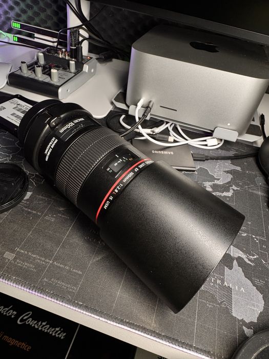 Vând 100 2.8 Macro - Canon L, Impecabil.