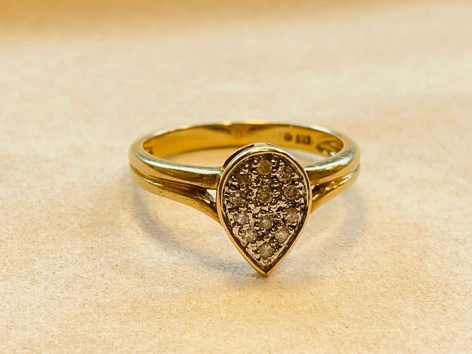 Inel aur 14 karate cu diamante naturale