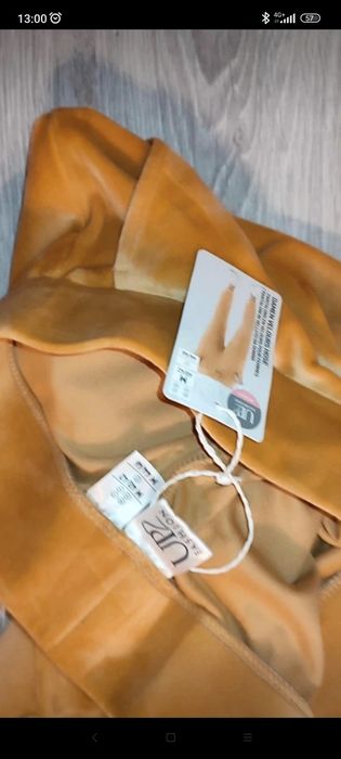 Trening din catifea fină, design superb, 2piese, galben auriu,S- M