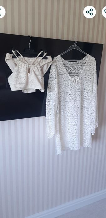 Set H&M/fete. Costum de baie+rochie plaja 10-12 ani