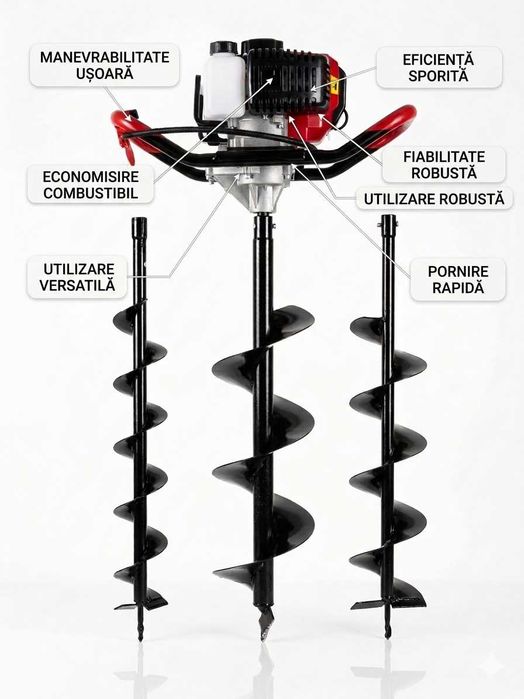 Motoburghiu Kraft Royal 65cc + 3 burghie pamant puternic