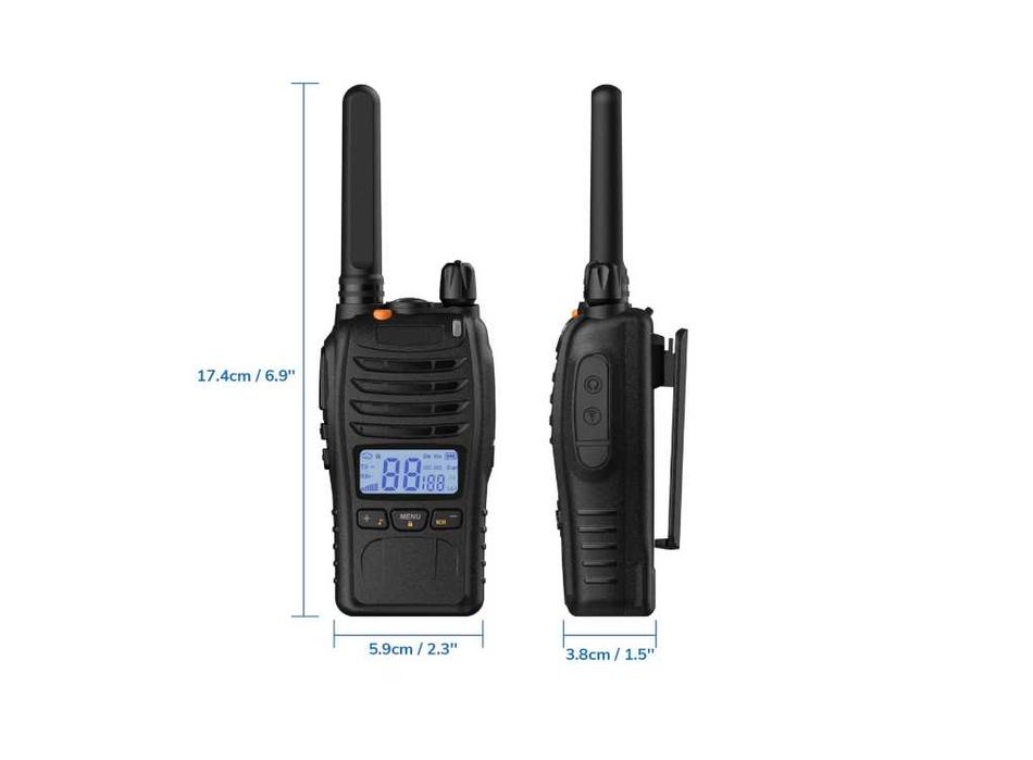 2 x Stație radio portabilă Baofeng PMR446, 16 canale, 0.5 W, USB, 1200 mAh, Model E88/A88
