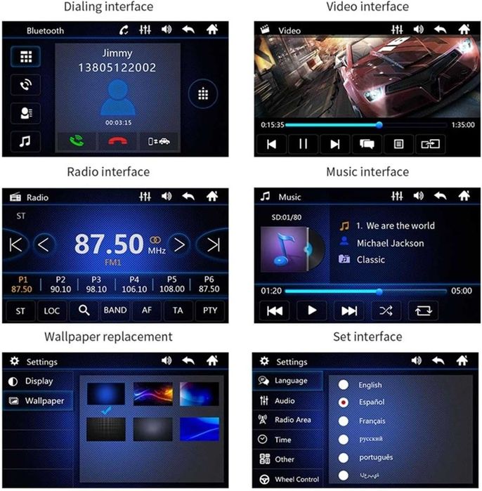 Мултимедия с камера за задно виждане, Bluetooth, FM, MP3, MP4, МР5