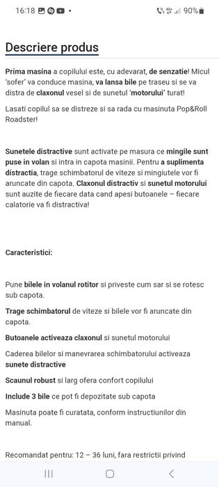 Masinuta copii cu sunete bright starts