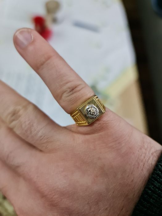 Inel bărbătesc din aur 14K – model cu cap de leu – 4,12 g