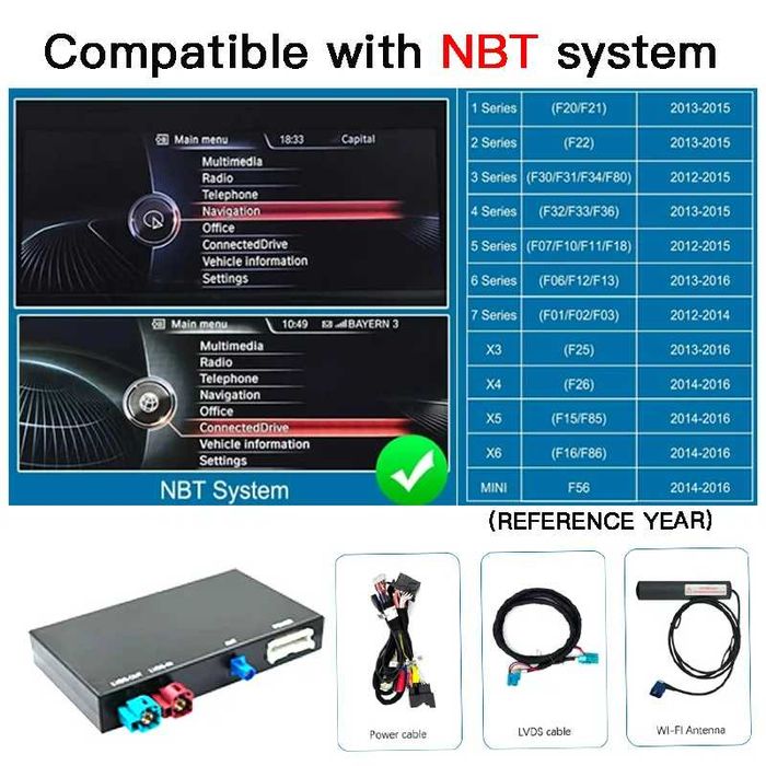 Modul CarPlay Android Auto pentru BMW NBT ID4 1 2 3 4 5 6 7 X1  X3 X4 X5 X6 Seria F20 F21 F23 F30 F31 F34 F35 F32 F33 F36 F10 F11 F07