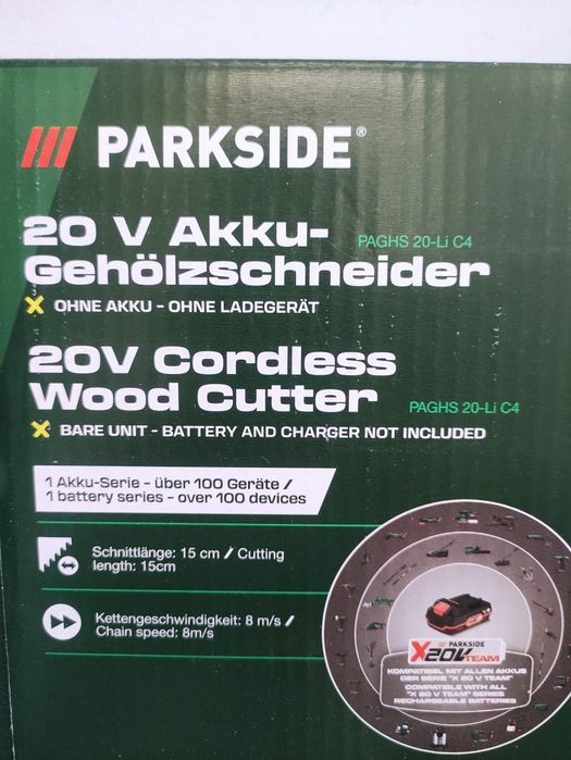 Mini drujba 20 V Parkside fierastrau crengi cu lant de rezerva