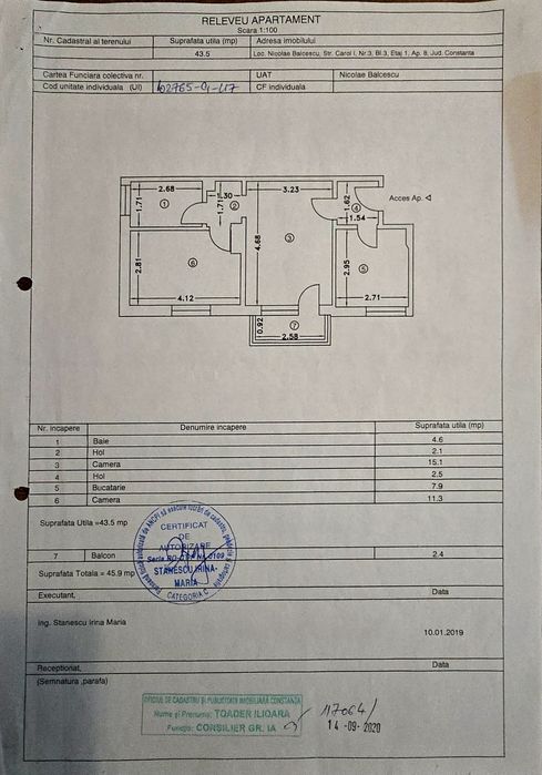 Vând apartament 2 camere Nicolae Bălcescu Constanta