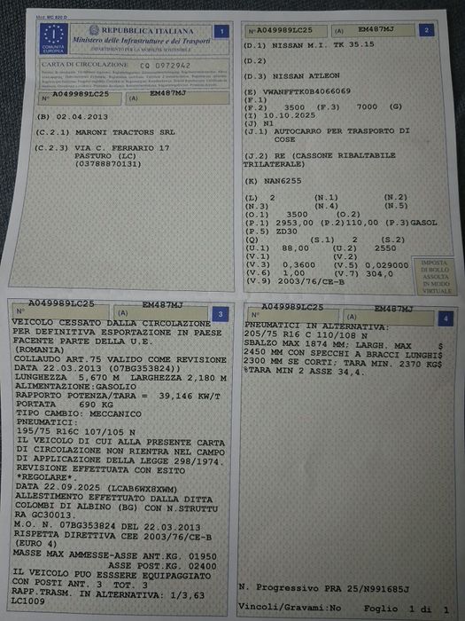 Nissan Atleon Basculabil 2013