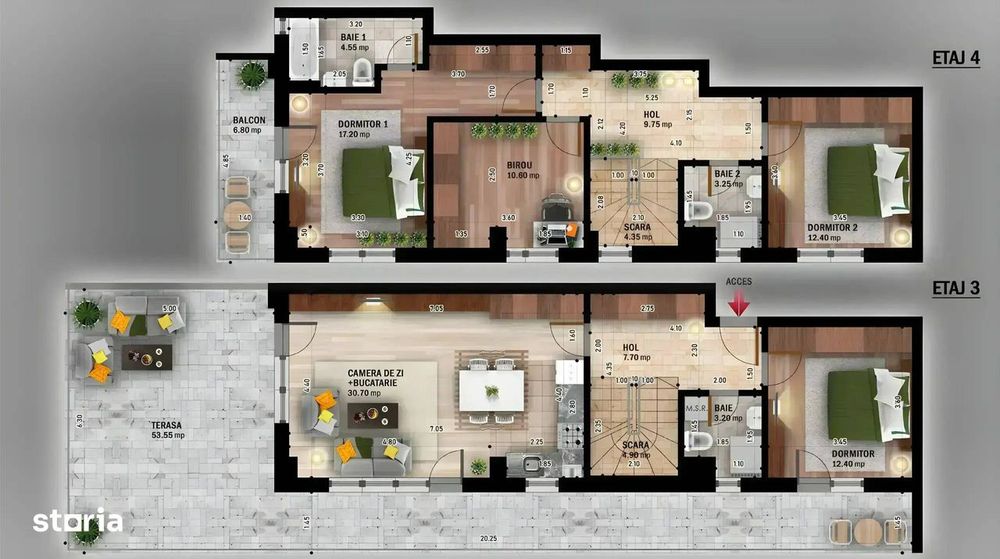 Penthouse cu 4 Camere si Birou 172 mp terasa mare Pallady